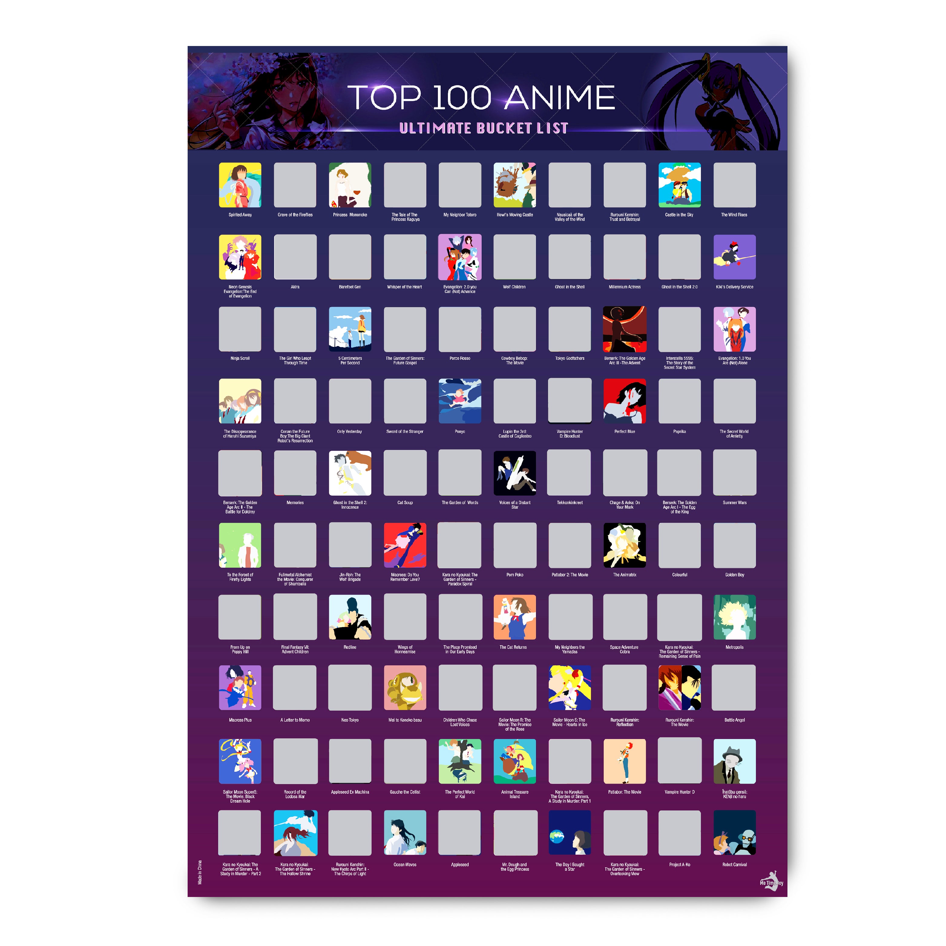 Poster Scratch Off TOP 100 Animes Bucket List Gift Unframed - AliExpress