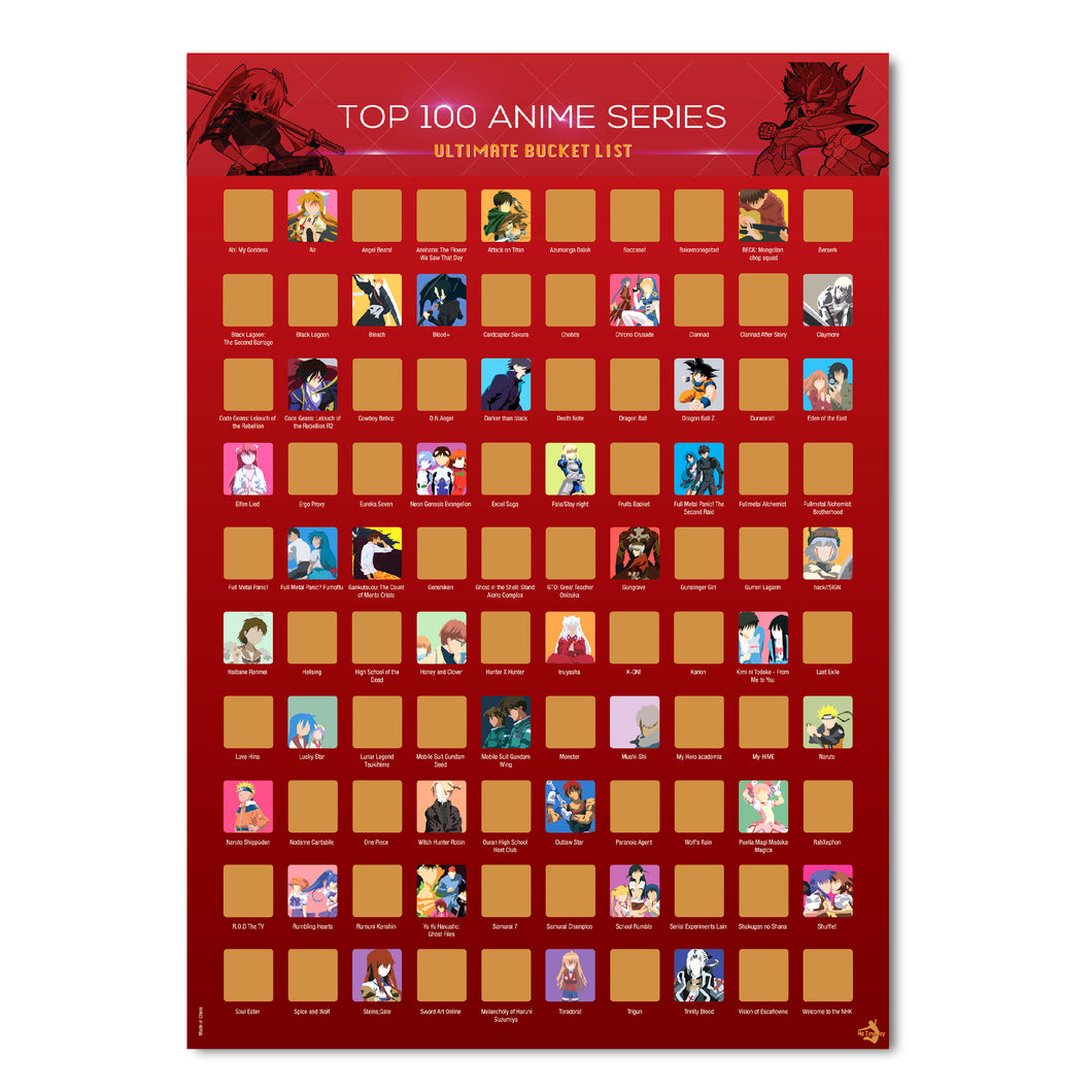 Adelaide flyde Oprigtighed 100 Anime Series Scratch Off Poster – Me Time Joy